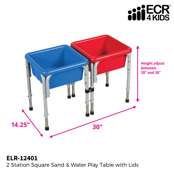 ECR4Kids 2-Station Sand and Water Adjustable Play Table